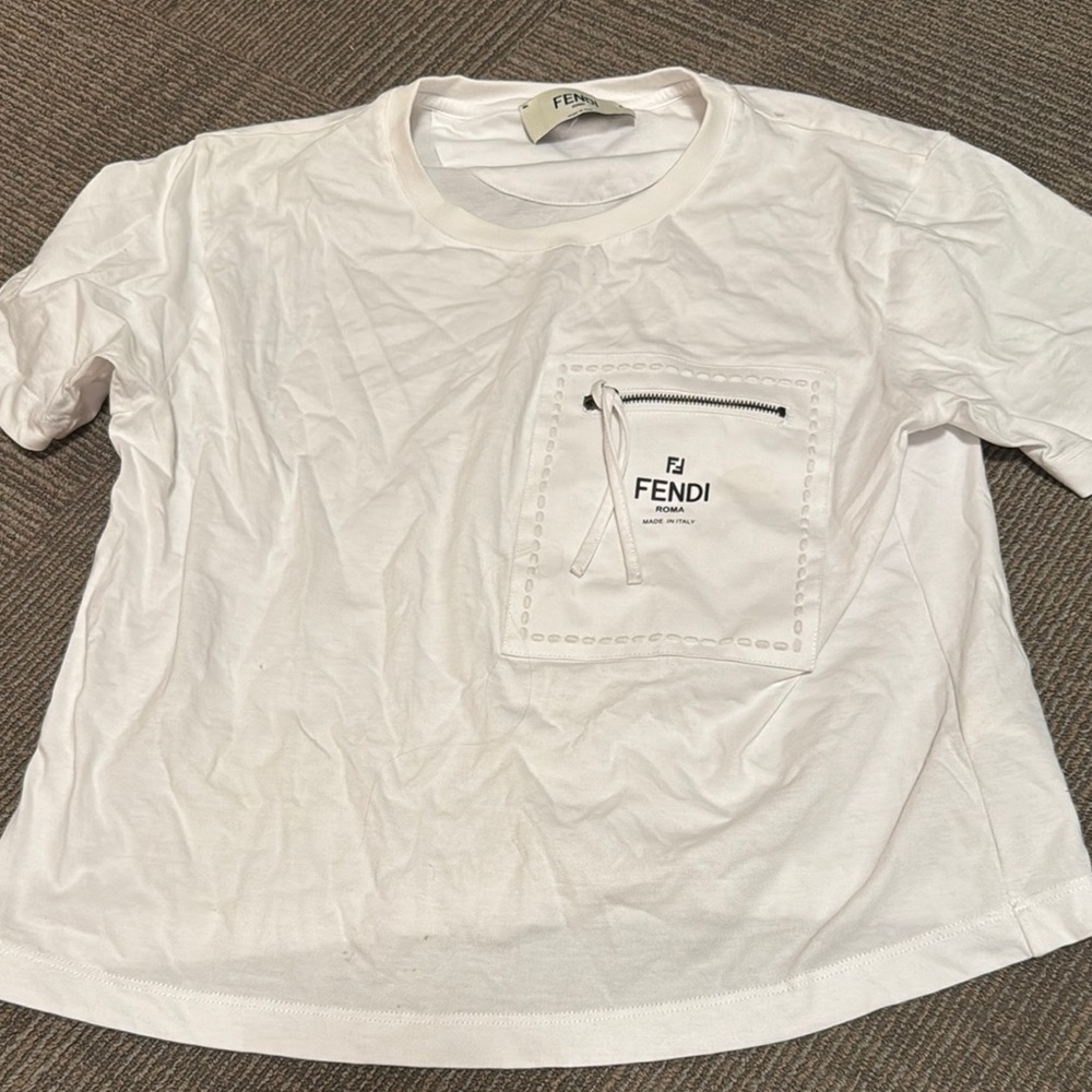 Fendi White T-Shirt with Pocket Detail